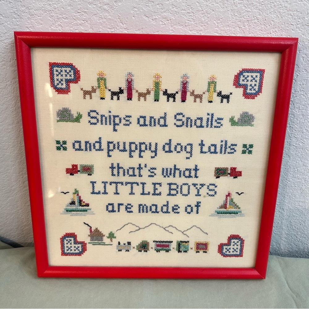 Handmade Cross Stitch Kids Room Sign